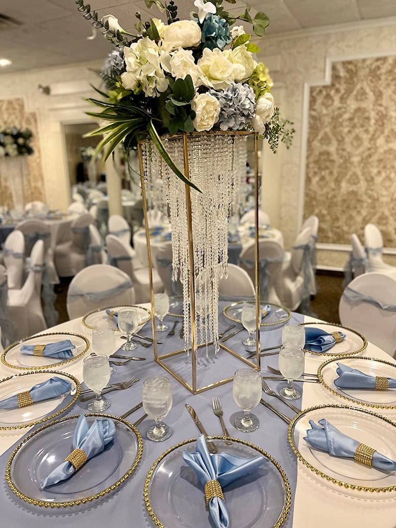 FlavorThings Sparkling Iridescent Acrylic Beaded Hanging Chandelier, 3 Tiers, 10.25" Diameter x 30" Tall, Indoor, Iridescent - Image 4